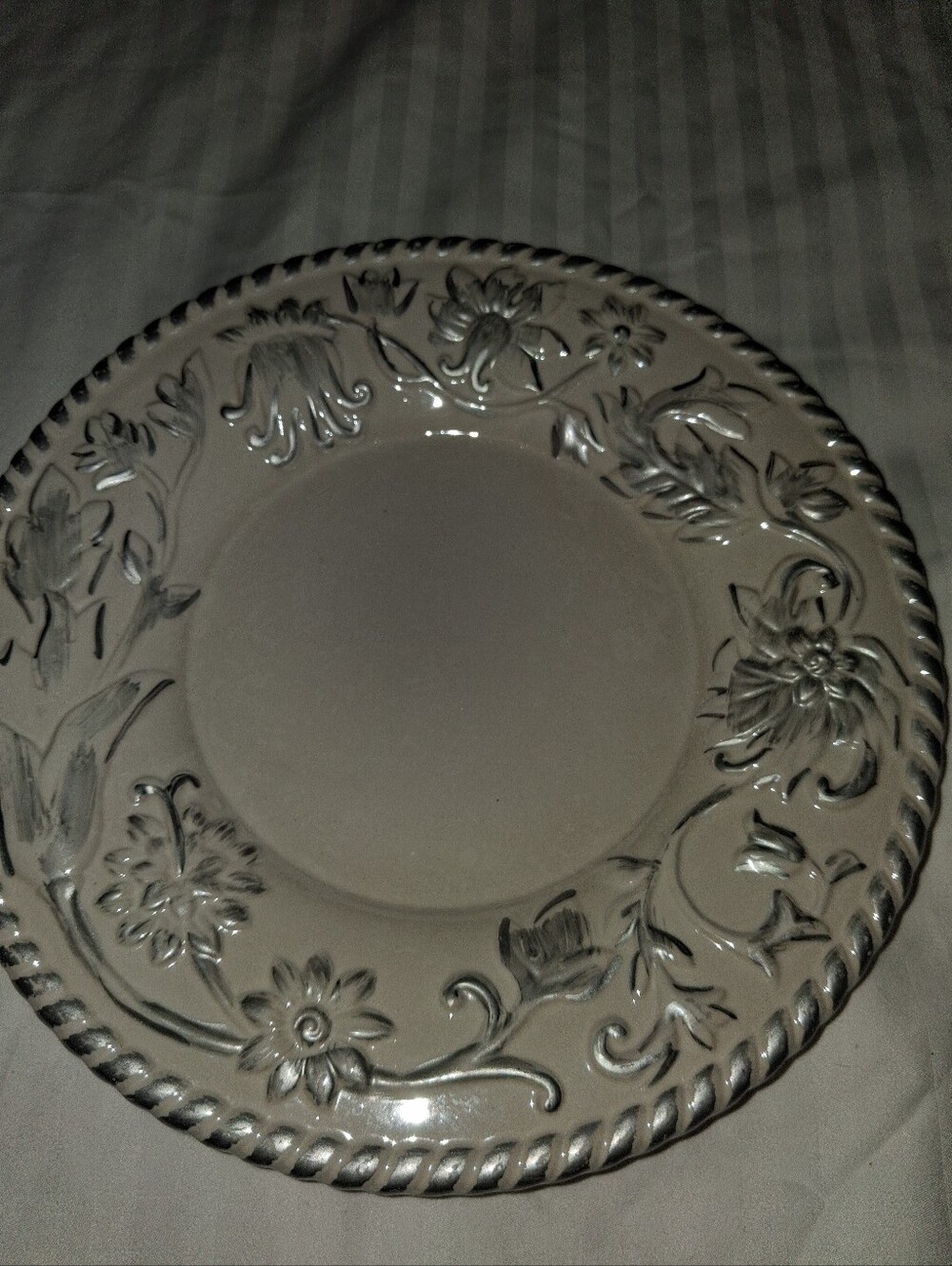 Yankee Candle Tassle Rope Candle Shade And Plate - Cream Floral White - Picture 7 of 8
